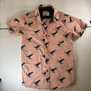 Dinosaur Button-Down Shirt‎ Boys Short Sleeve Collared Shirt Size 7-Distortion